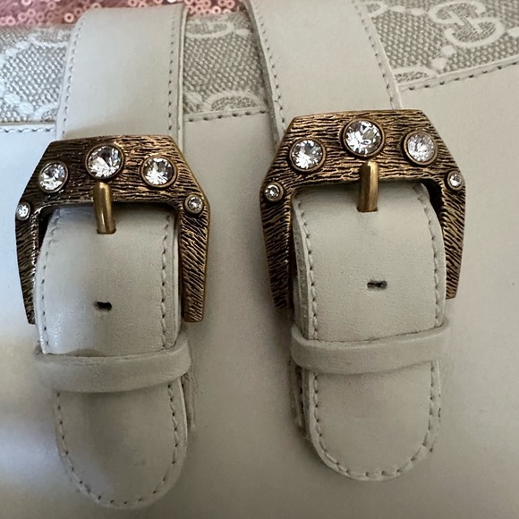 GUCCI Authentic K,GG Supreme Leather Crystal Buckle Platform Ankle  Boots 37/6.5 - Picture 9 of 17